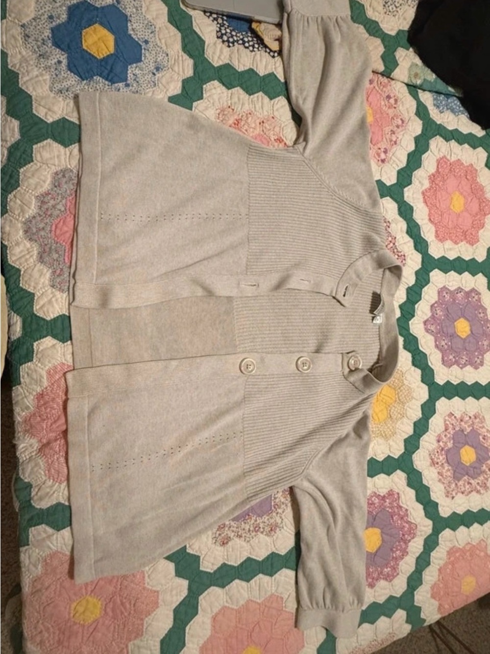 Studio Works Woman Button Front Cardigan Sweater Beige Oatmeal Plus Size 2X